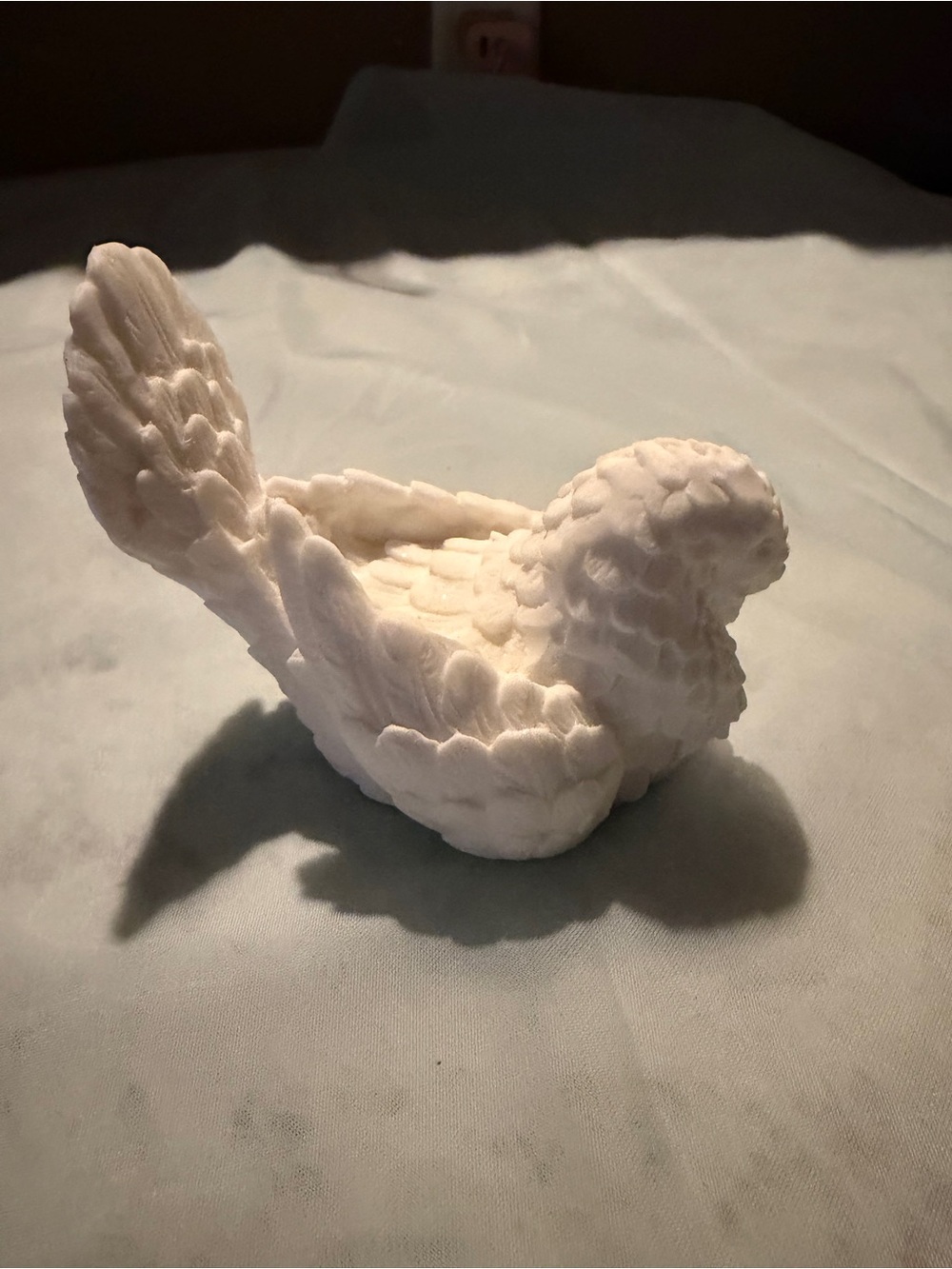 White Ceramic Bird Dish - Decorative Pet Bird Accent